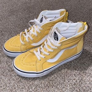 Vans Sk8-Hi Yellow (Goldenrod) Partial Suede Kids Size 2 Hardly Worn